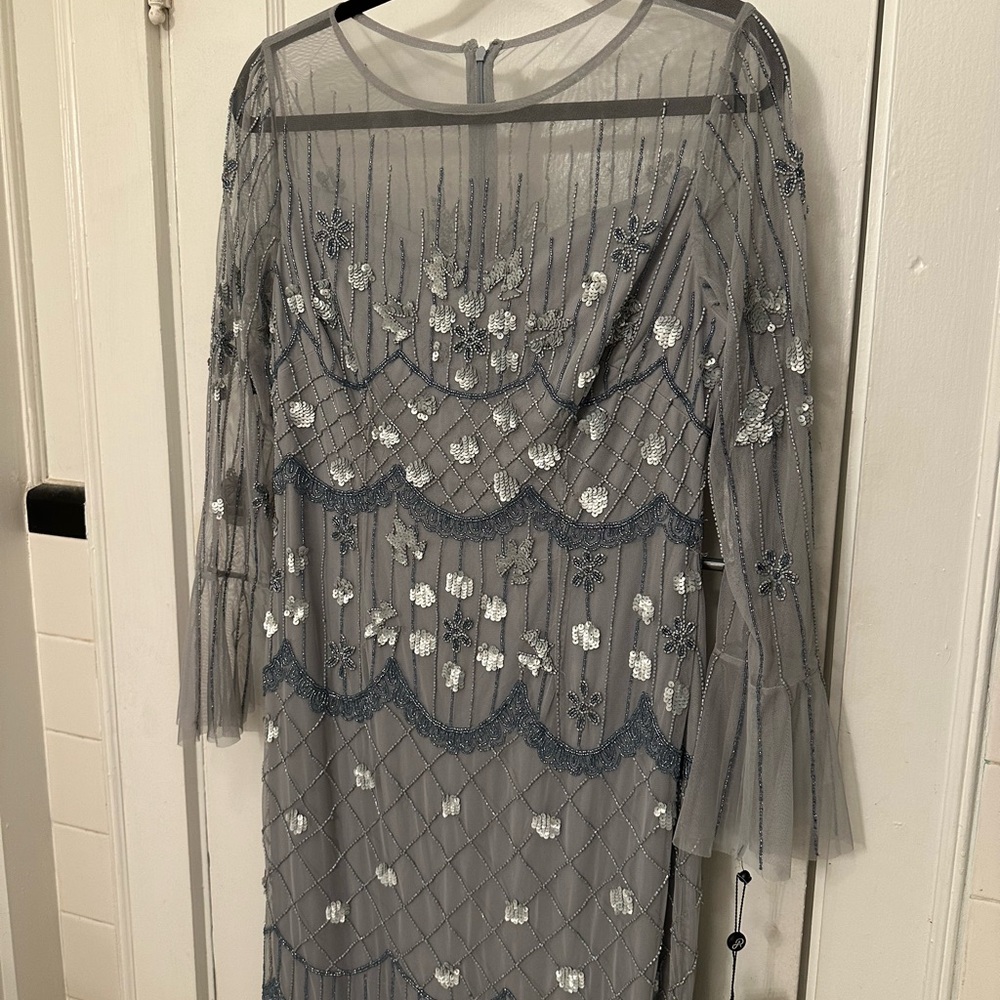 Adrianna Papell Beaded Bell Sleeve Sheath Dress